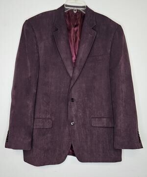 Andrew Fezza Mens Purple Suede Tow-button Sport Coat blazer-Size 44L